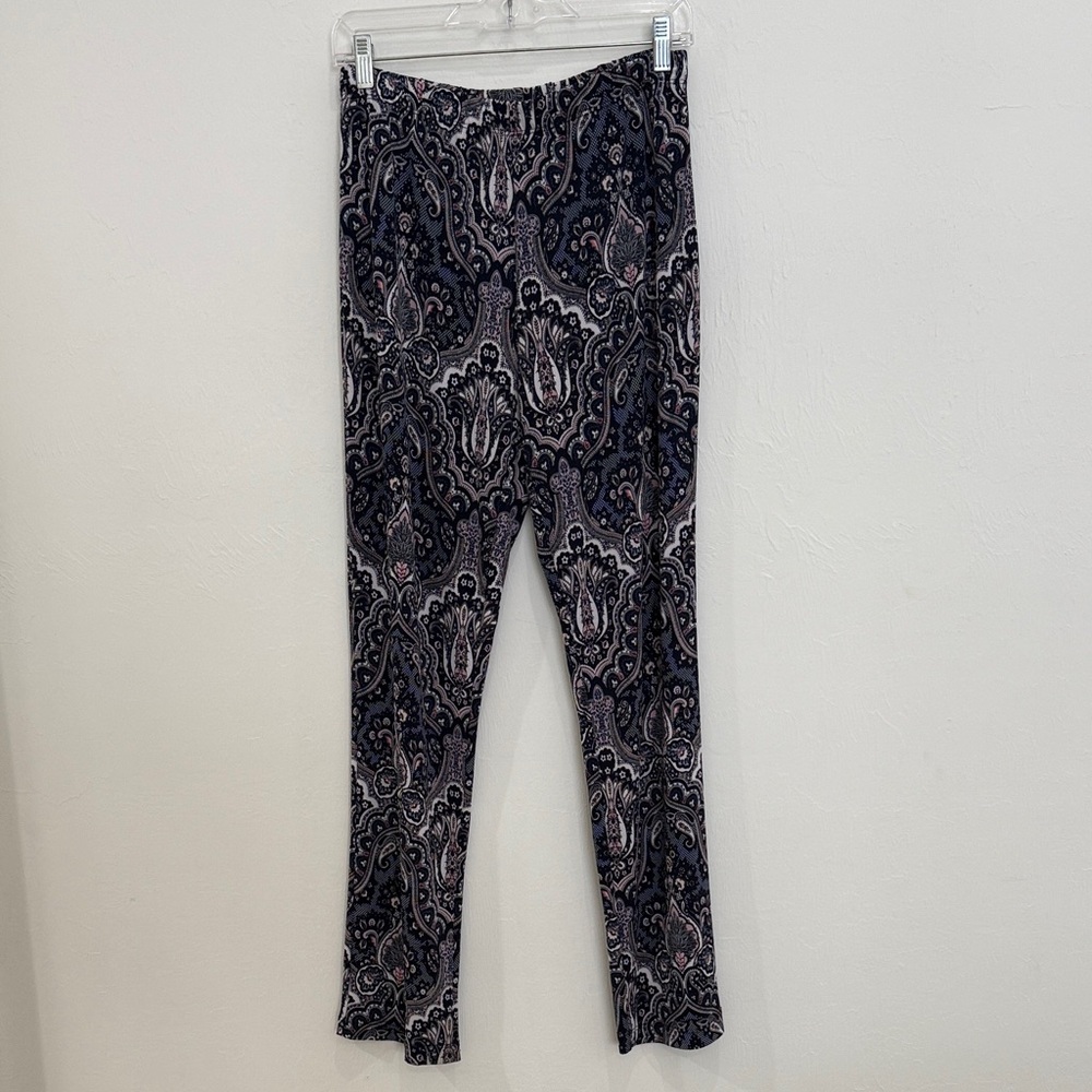 Paisley Print Pants in Navy Blue & pink